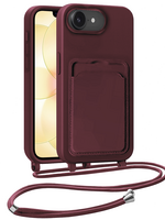 LUQ LUQ iPhone 17e Hoesje Pashouder met Koord - Aubergine
