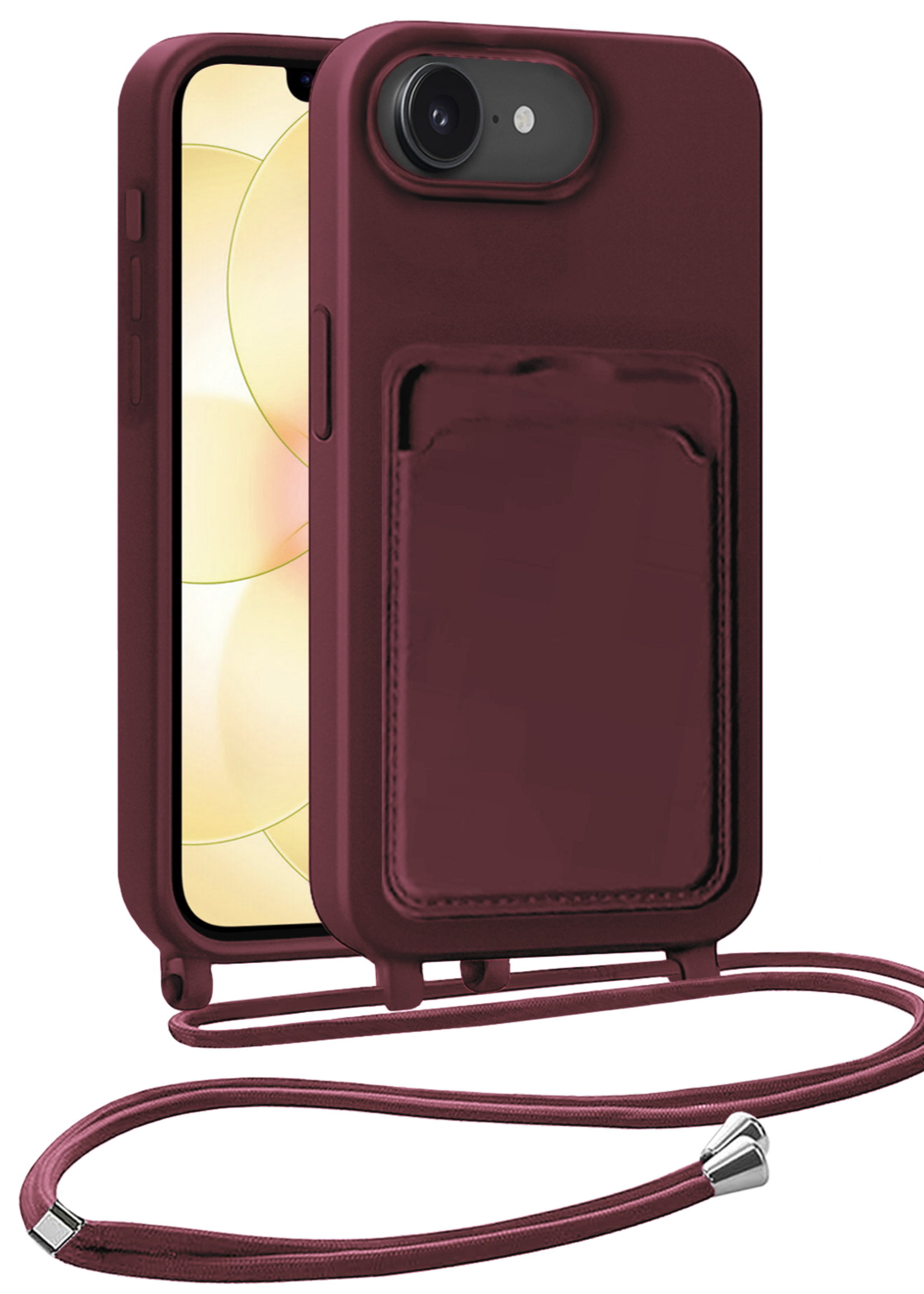 LUQ LUQ iPhone 17e Hoesje Pashouder met Koord - Aubergine