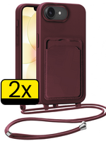 LUQ LUQ iPhone 17e Hoesje Pashouder met Koord - Aubergine - 2 PACK