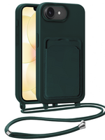 LUQ LUQ iPhone 17e Hoesje Pashouder met Koord - Donkergroen