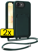 LUQ LUQ iPhone 17e Hoesje Pashouder met Koord - Donkergroen - 2 PACK
