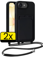 LUQ LUQ iPhone 17e Hoesje Pashouder met Koord - Zwart - 2 PACK