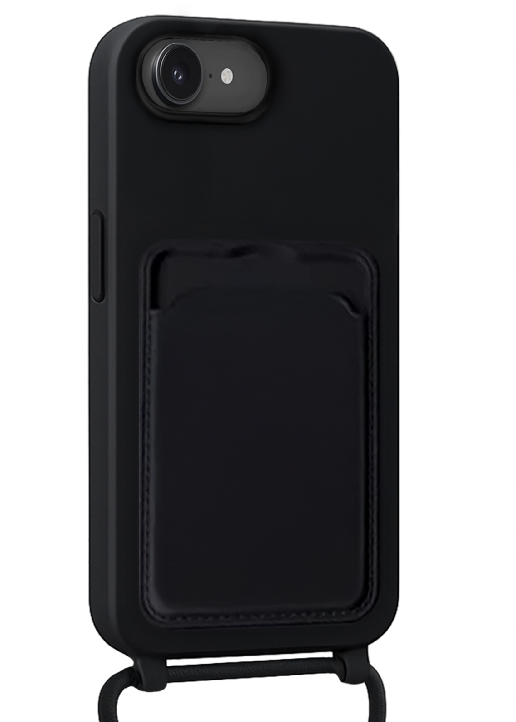 LUQ LUQ iPhone 17e Hoesje Pashouder met Koord Met Screenprotector - Zwart