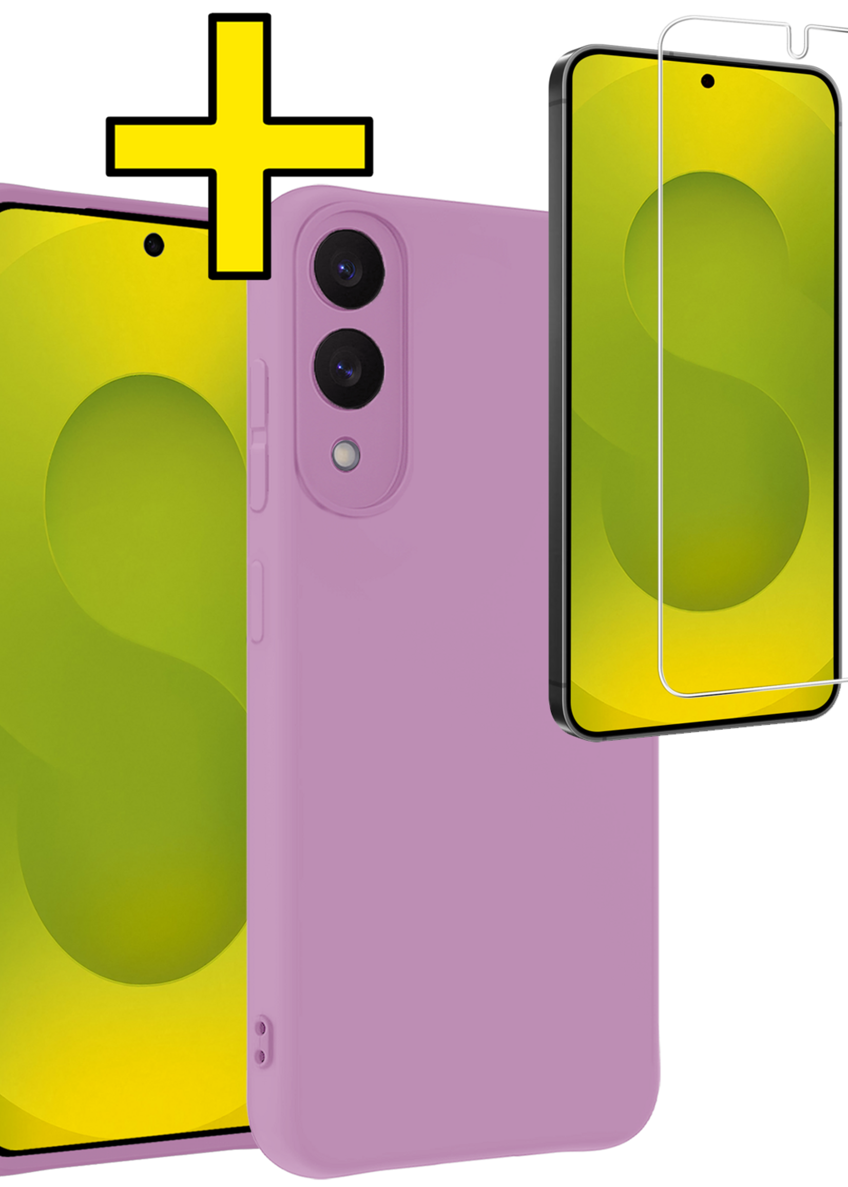 LUQ LUQ Samsung Galaxy S25 Edge Hoesje Siliconen Met Screenprotector - Lila