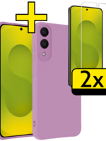LUQ LUQ Samsung Galaxy S25 Edge Hoesje Siliconen Met 2x Screenprotector - Lila