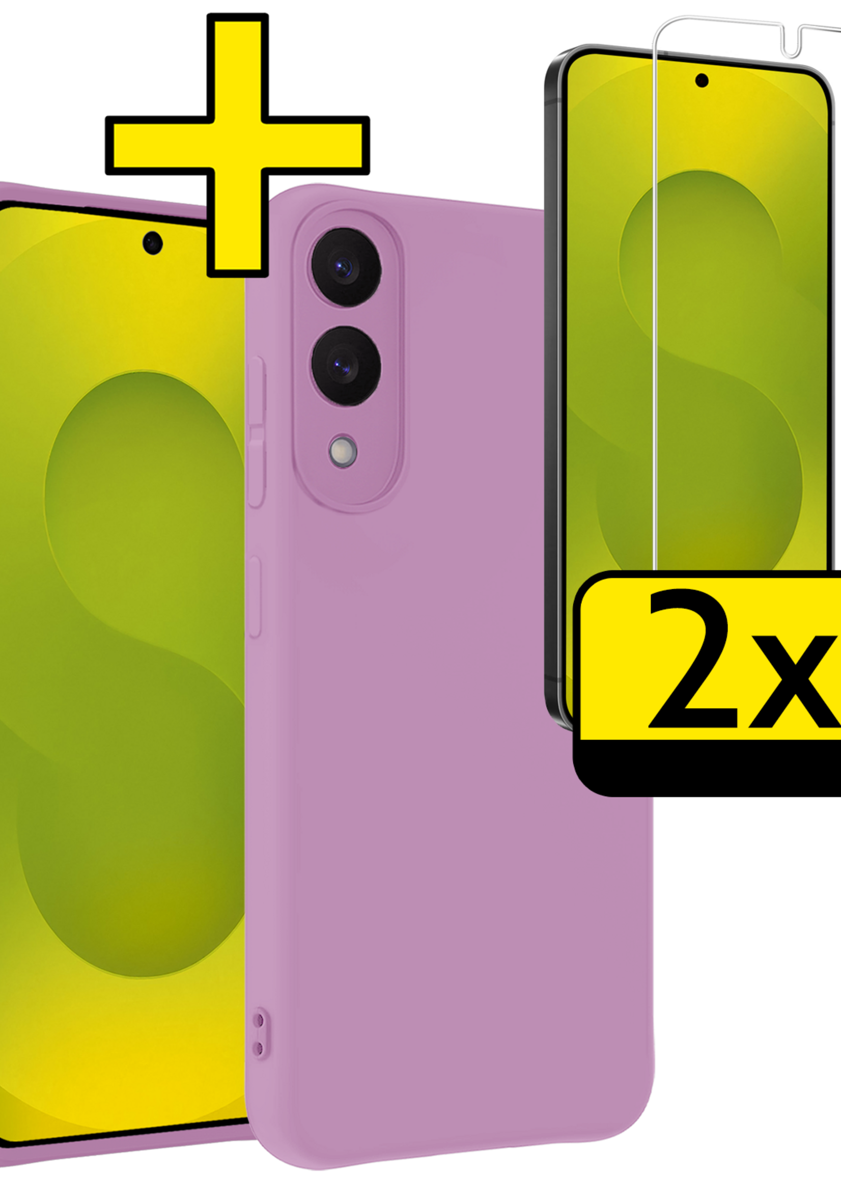 LUQ LUQ Samsung Galaxy S25 Edge Hoesje Siliconen Met 2x Screenprotector - Lila
