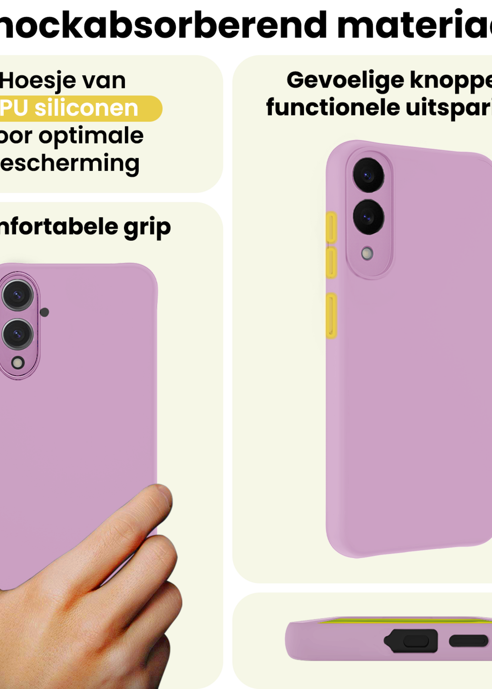 LUQ LUQ Samsung Galaxy S25 Edge Hoesje Siliconen Met 2x Screenprotector - Lila
