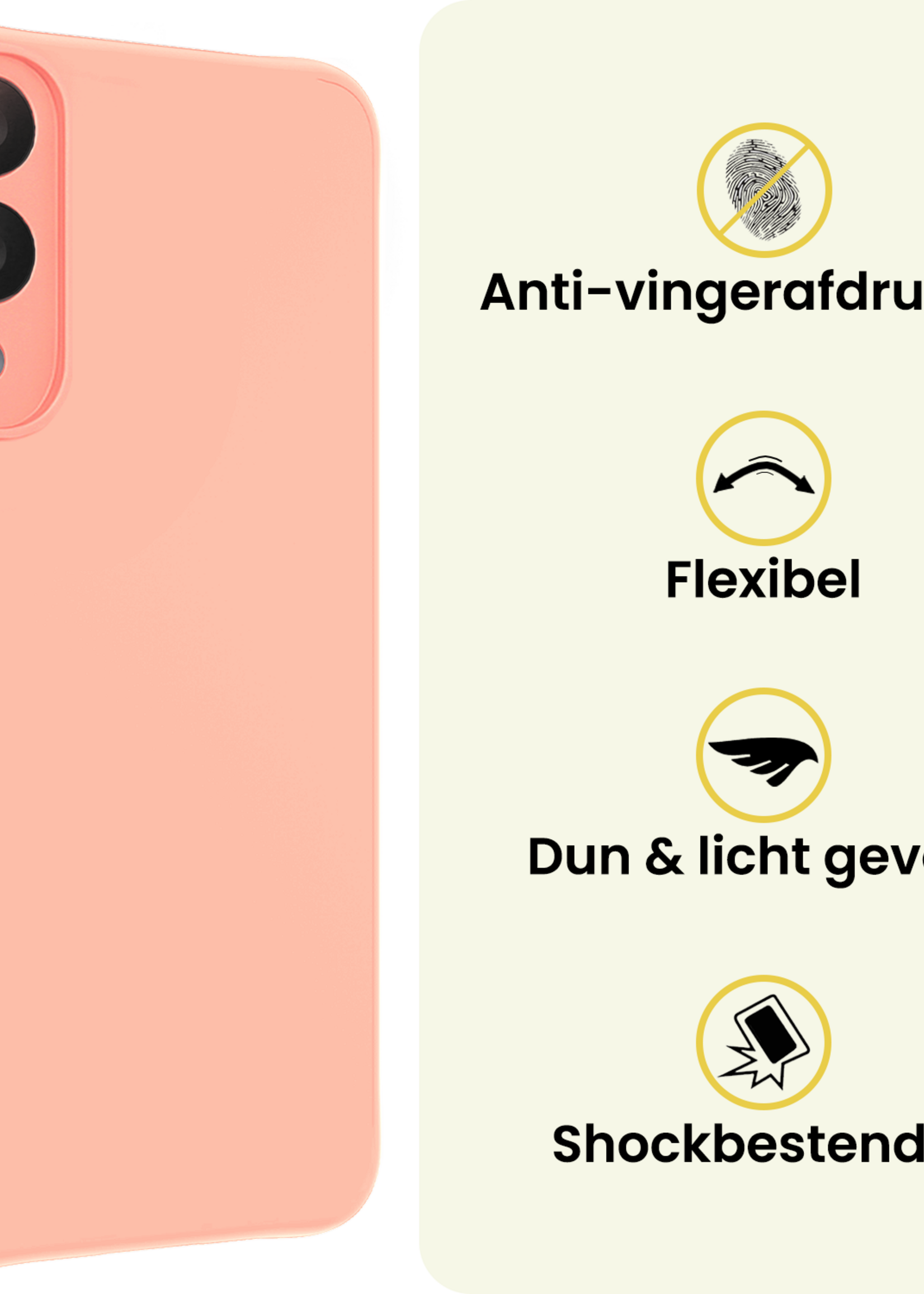 LUQ LUQ Samsung Galaxy S25 Edge Hoesje Siliconen Met 2x Screenprotector - Lichtroze