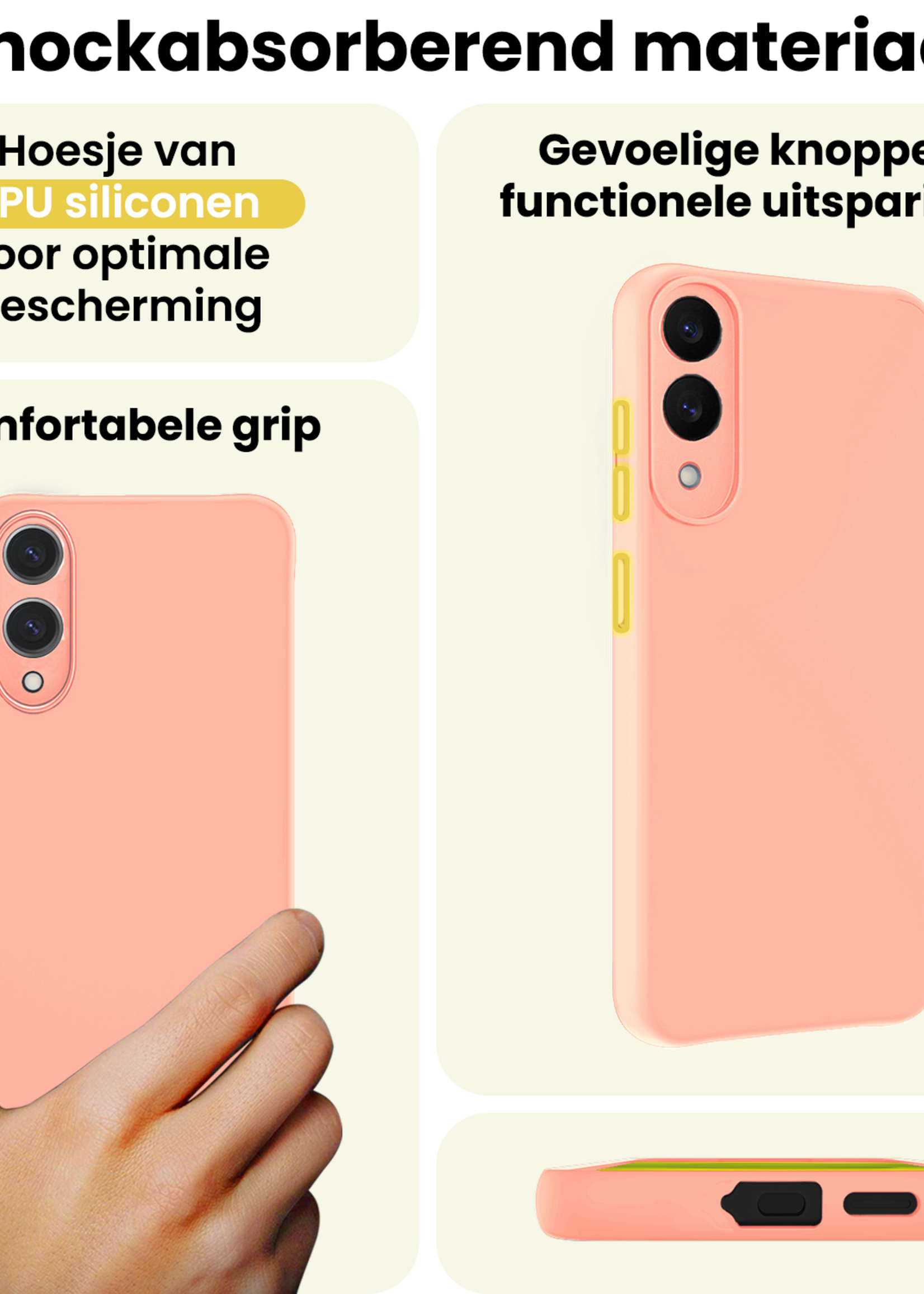 LUQ LUQ Samsung Galaxy S25 Edge Hoesje Siliconen Met 2x Screenprotector - Lichtroze