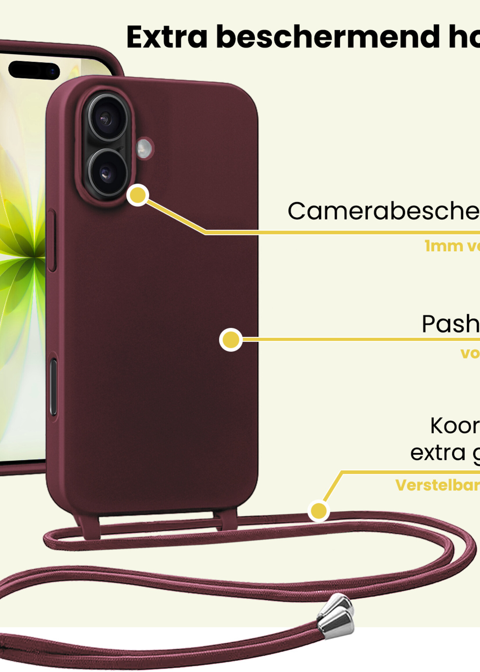LUQ LUQ iPhone 17 Hoesje met Koord - Aubergine