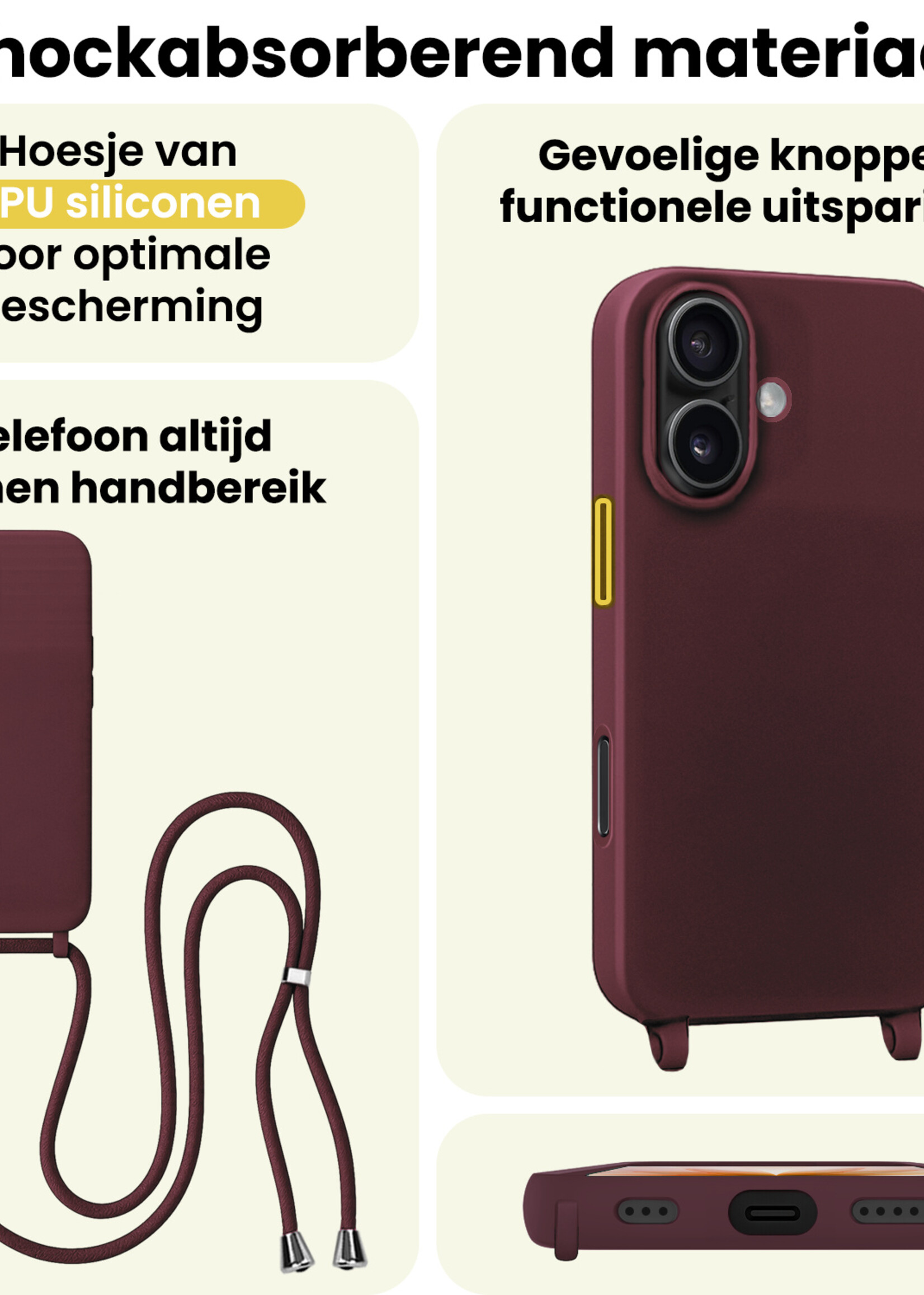 LUQ LUQ iPhone 17 Hoesje met Koord - Aubergine