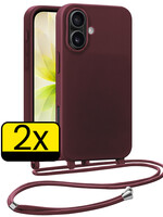 LUQ LUQ iPhone 17 Hoesje met Koord - Aubergine - 2 PACK