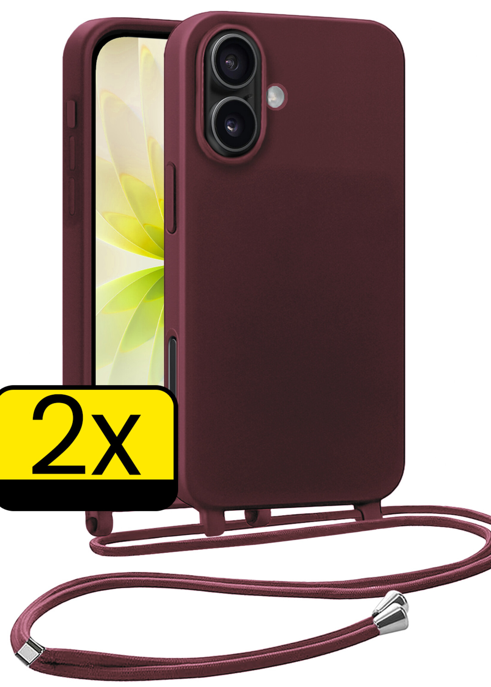 LUQ LUQ iPhone 17 Hoesje met Koord - Aubergine - 2 PACK