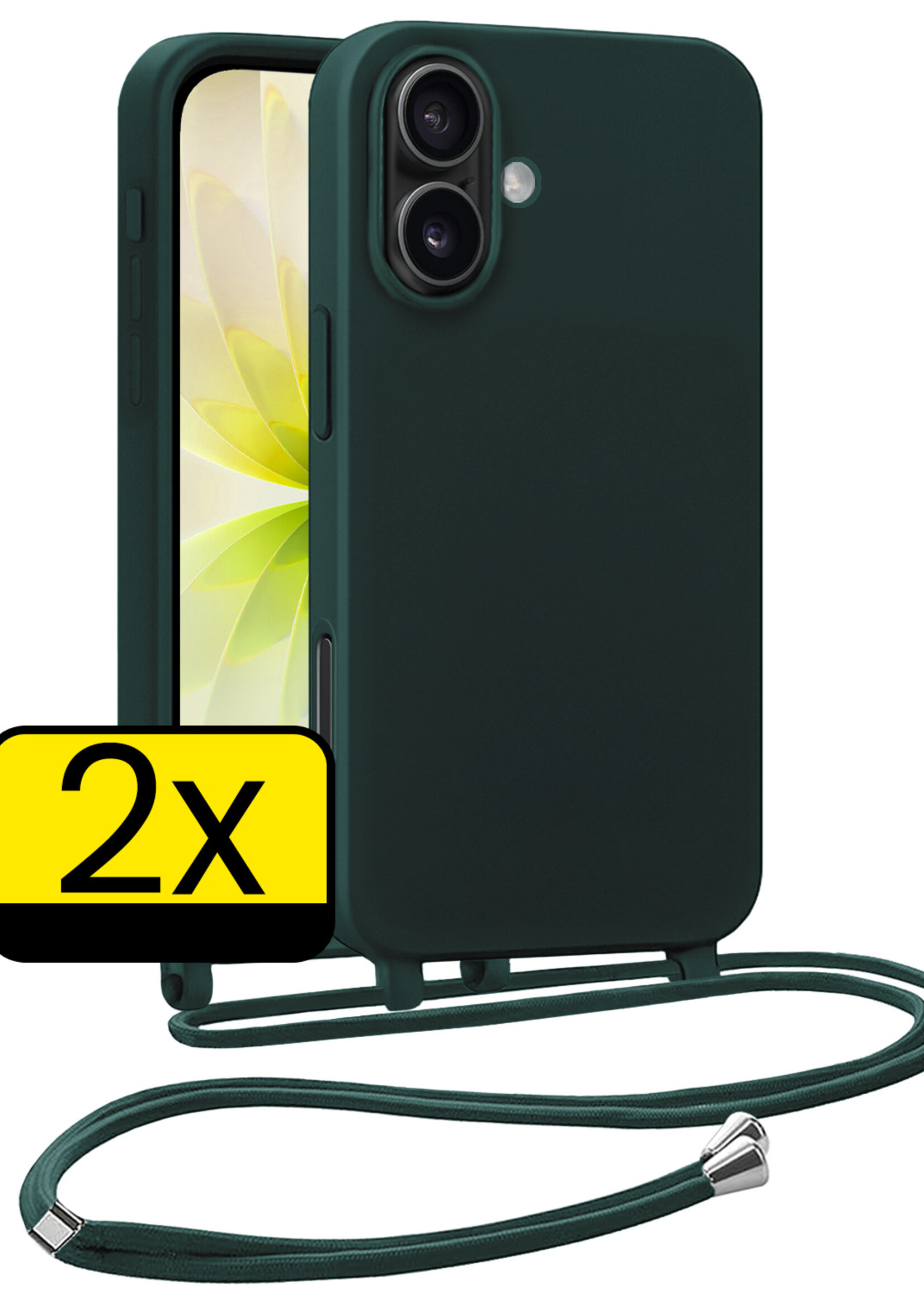 LUQ LUQ iPhone 17 Hoesje met Koord - Donkergroen - 2 PACK