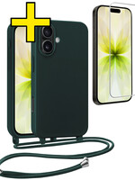 LUQ LUQ iPhone 17 Hoesje met Koord Met Screenprotector - Donkergroen
