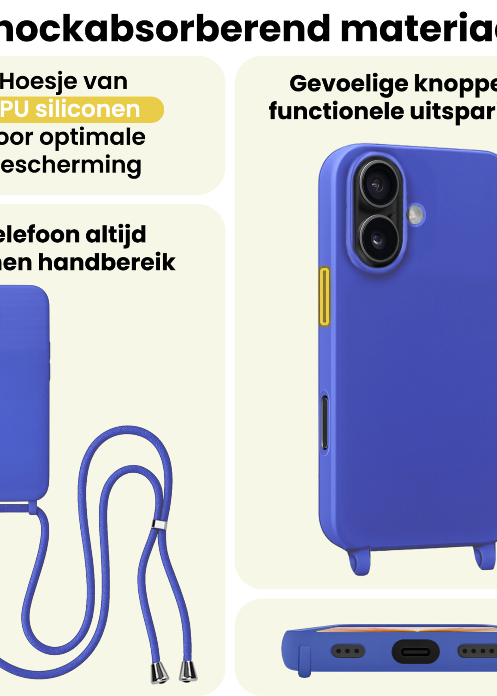 LUQ LUQ iPhone 17 Hoesje met Koord - Fel Blauw