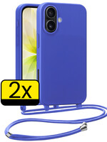 LUQ LUQ iPhone 17 Hoesje met Koord - Fel Blauw - 2 PACK