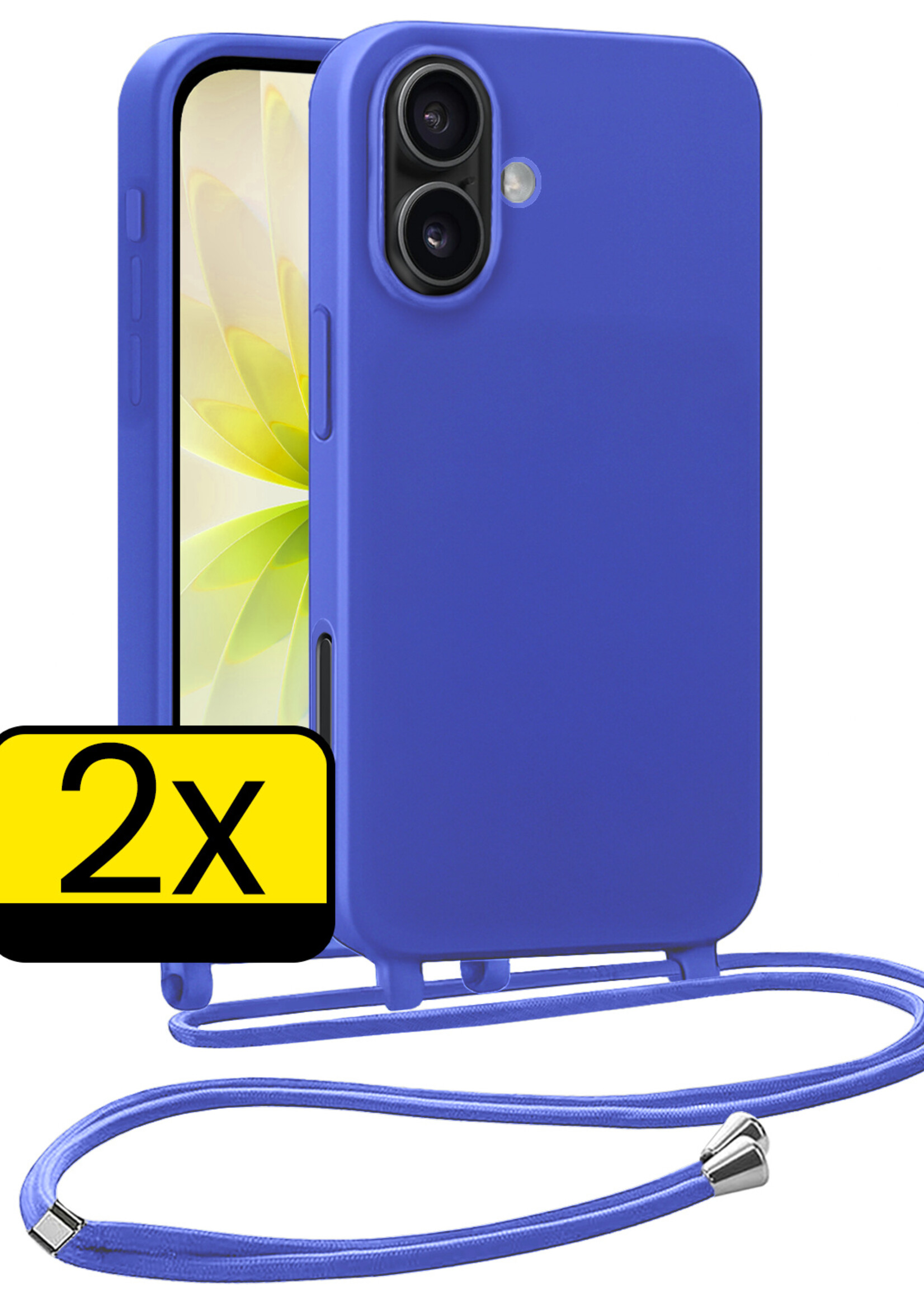 LUQ LUQ iPhone 17 Hoesje met Koord - Fel Blauw - 2 PACK