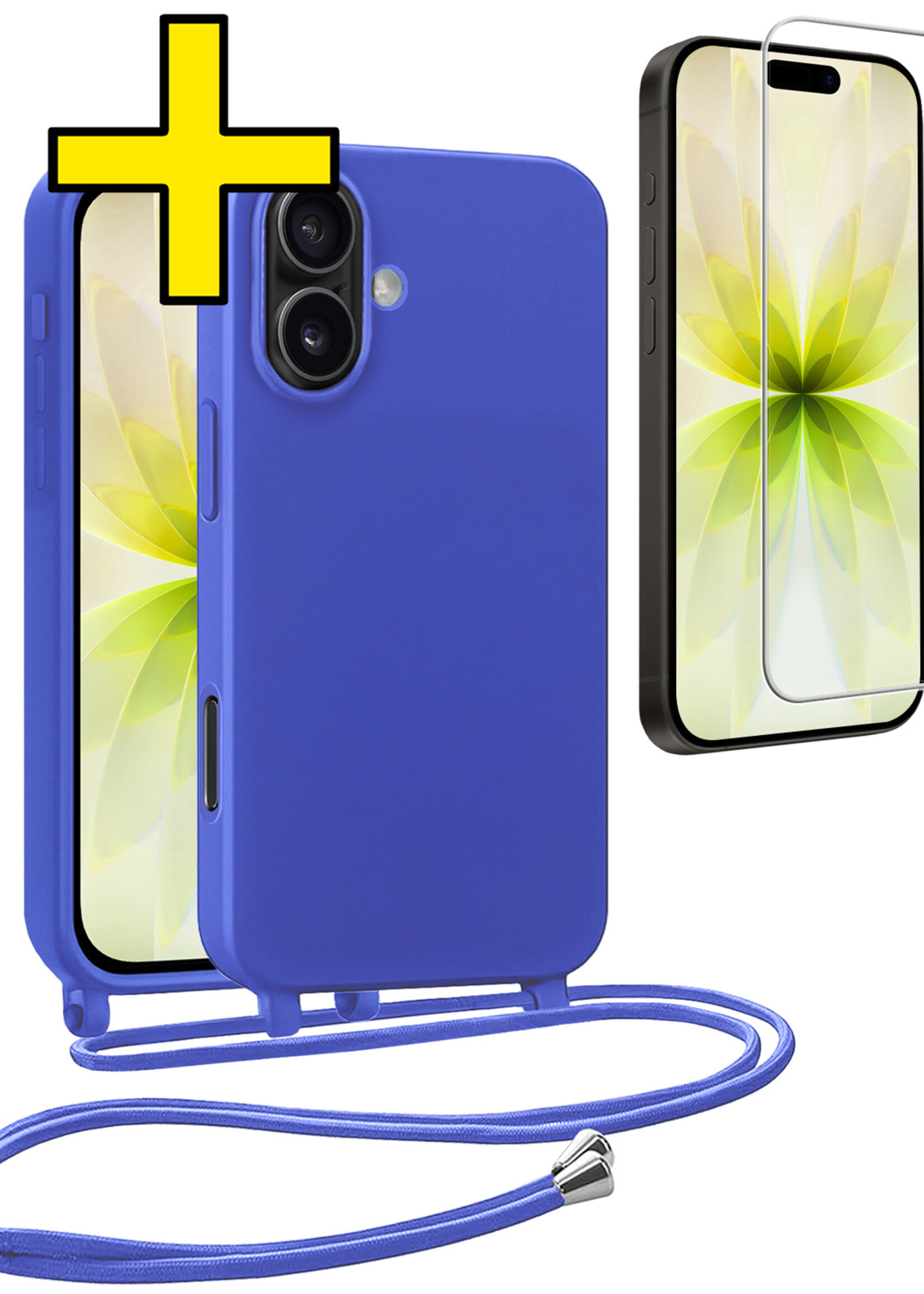 LUQ LUQ iPhone 17 Hoesje met Koord Met Screenprotector - Fel Blauw