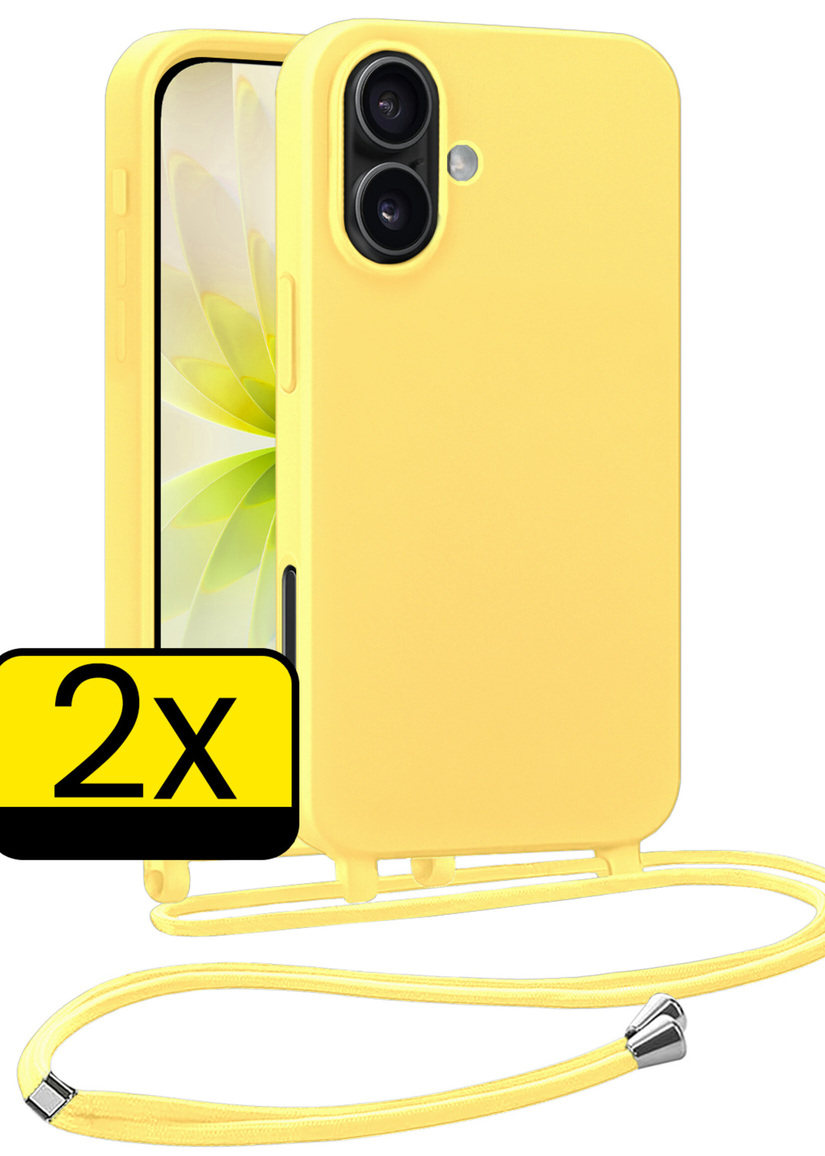 LUQ LUQ iPhone 17 Hoesje met Koord - Geel - 2 PACK