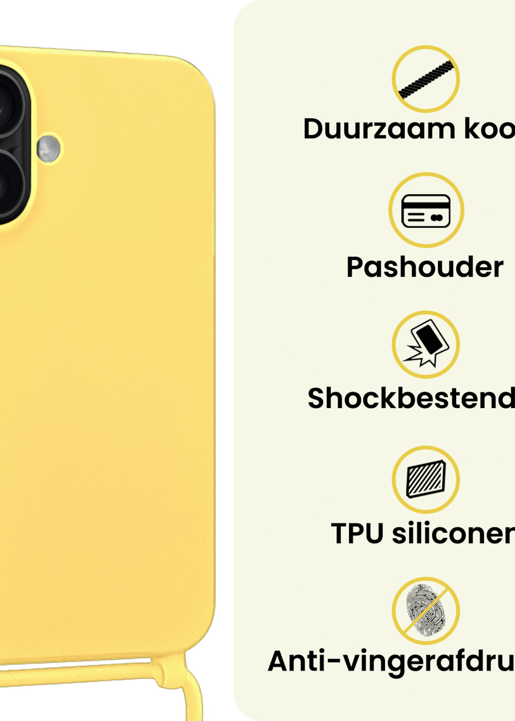 LUQ LUQ iPhone 17 Hoesje met Koord - Geel - 2 PACK