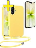 LUQ LUQ iPhone 17 Hoesje met Koord Met Screenprotector - Geel