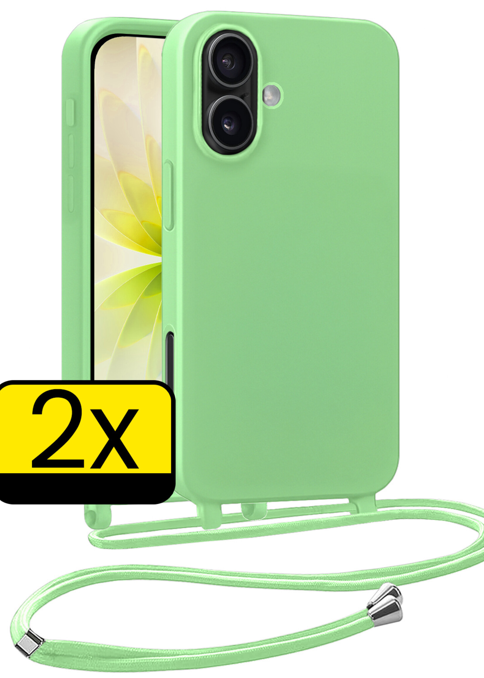 LUQ LUQ iPhone 17 Hoesje met Koord - Groen - 2 PACK