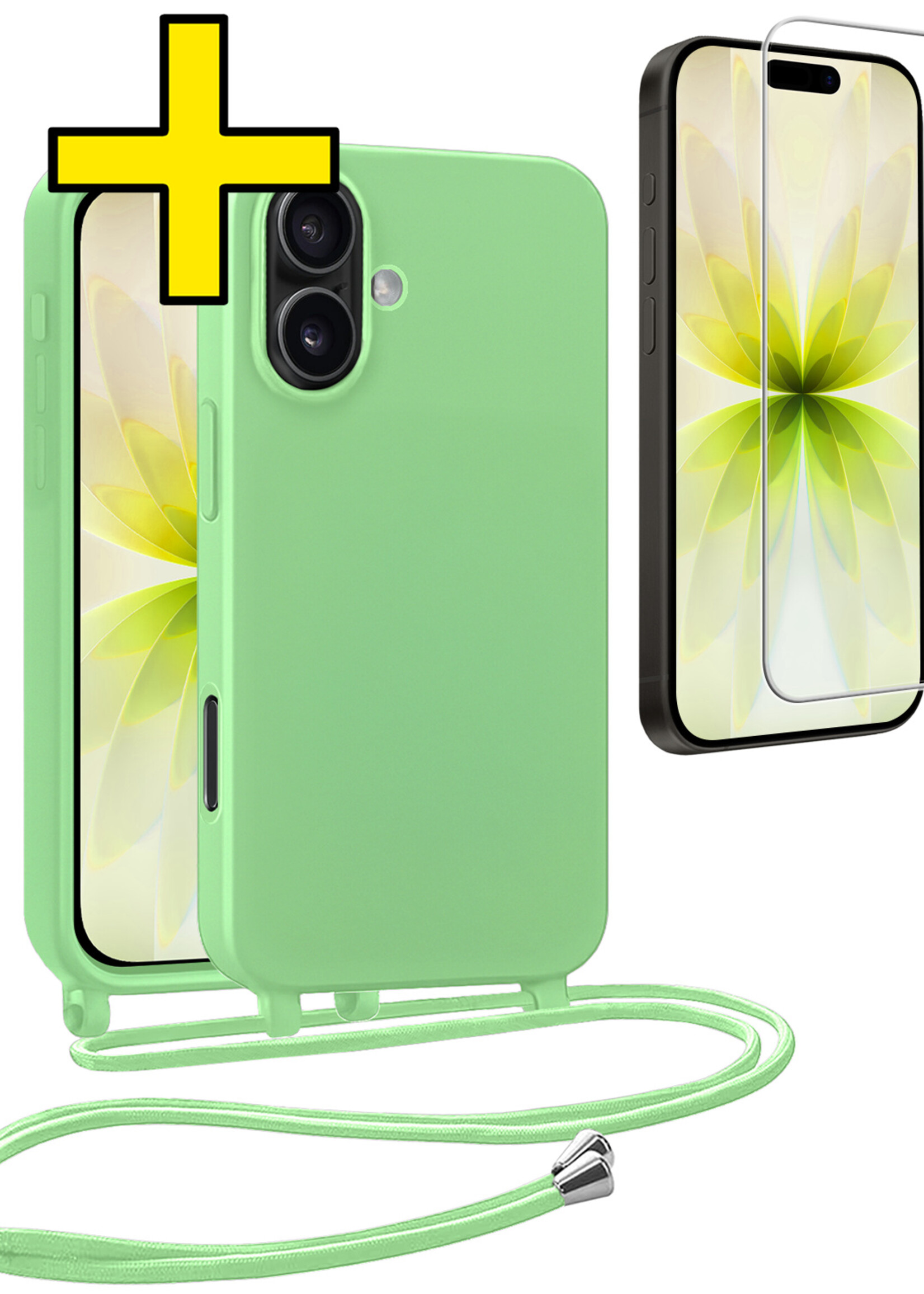 LUQ LUQ iPhone 17 Hoesje met Koord Met Screenprotector - Groen