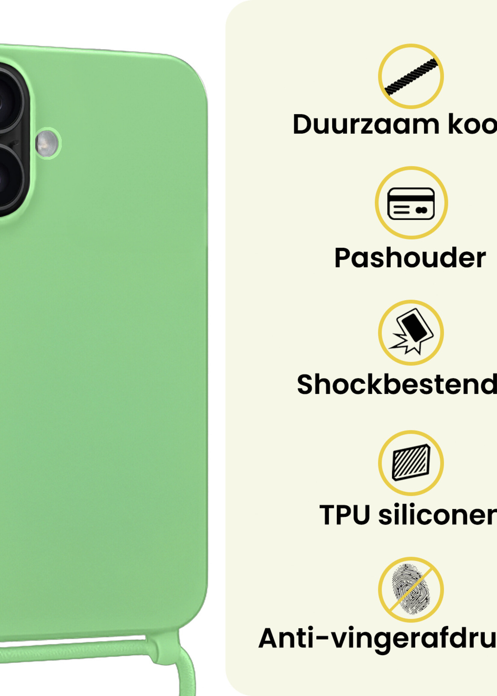 LUQ LUQ iPhone 17 Hoesje met Koord Met Screenprotector - Groen