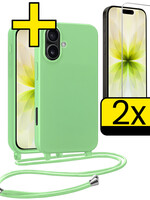 LUQ LUQ iPhone 17 Hoesje met Koord Met 2x Screenprotector - Groen