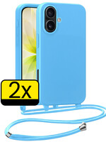 LUQ LUQ iPhone 17 Hoesje met Koord - Lichtblauw - 2 PACK