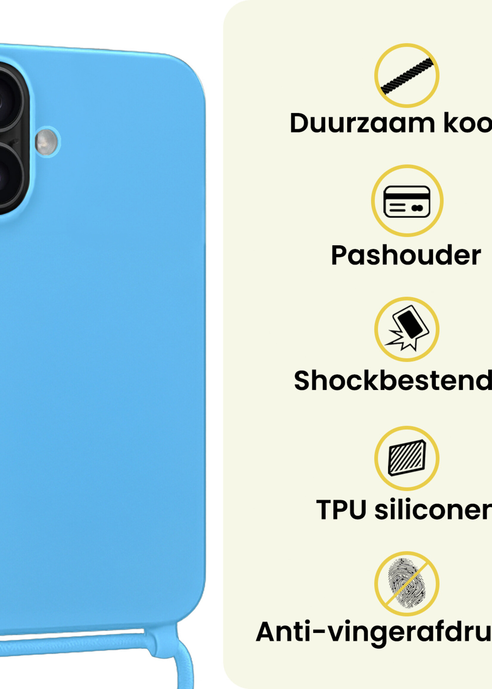 LUQ LUQ iPhone 17 Hoesje met Koord - Lichtblauw - 2 PACK