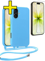 LUQ LUQ iPhone 17 Hoesje met Koord Met Screenprotector - Lichtblauw