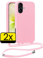 LUQ LUQ iPhone 17 Hoesje met Koord - Lichtroze - 2 PACK