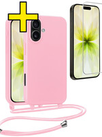 LUQ LUQ iPhone 17 Hoesje met Koord Met Screenprotector - Lichtroze