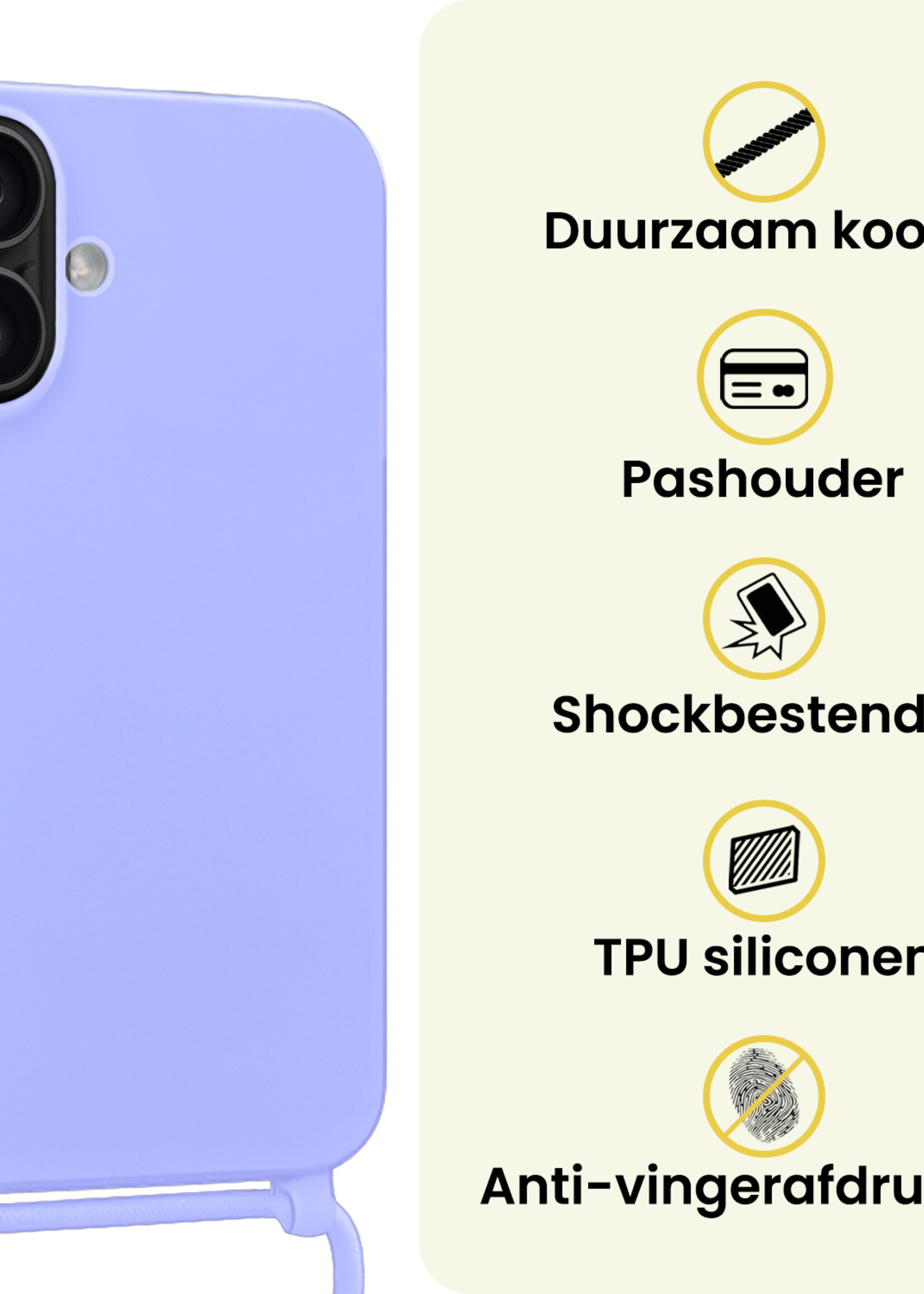 LUQ LUQ iPhone 17 Hoesje met Koord - Lila