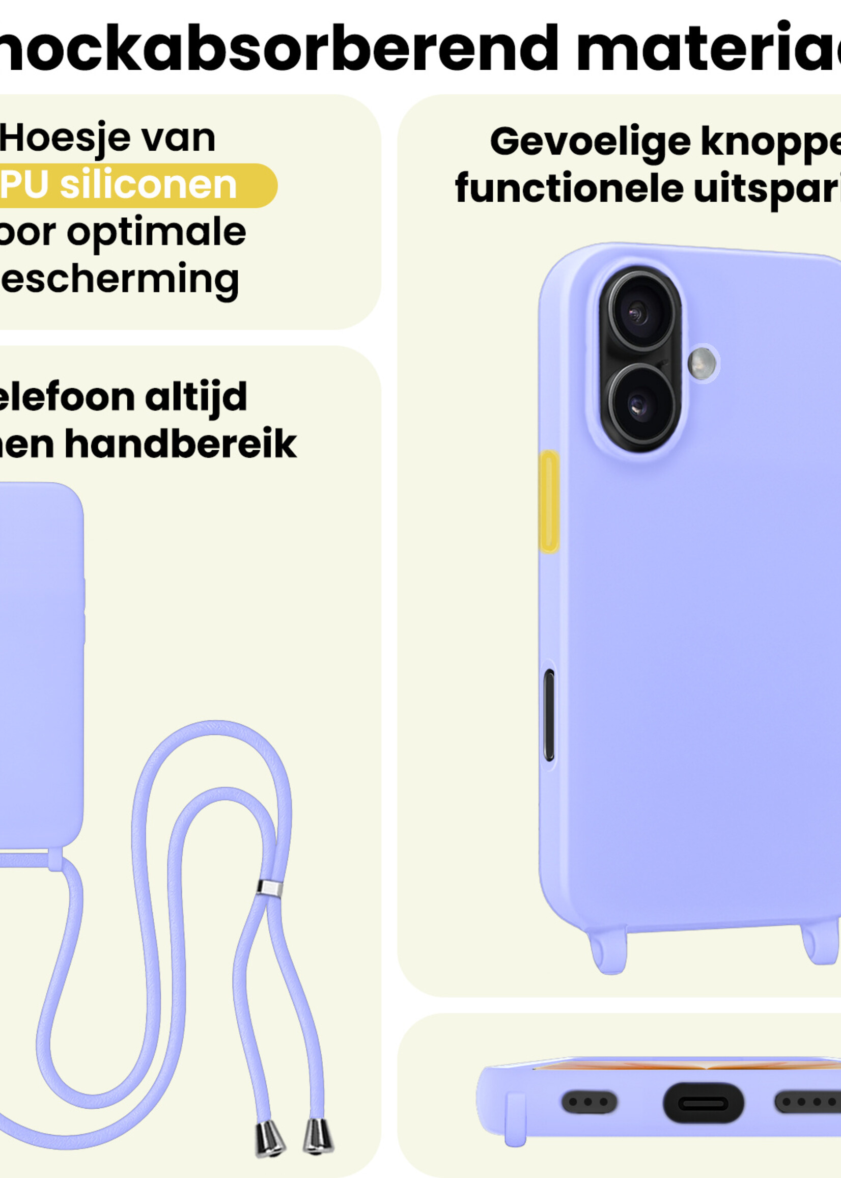 LUQ LUQ iPhone 17 Hoesje met Koord - Lila