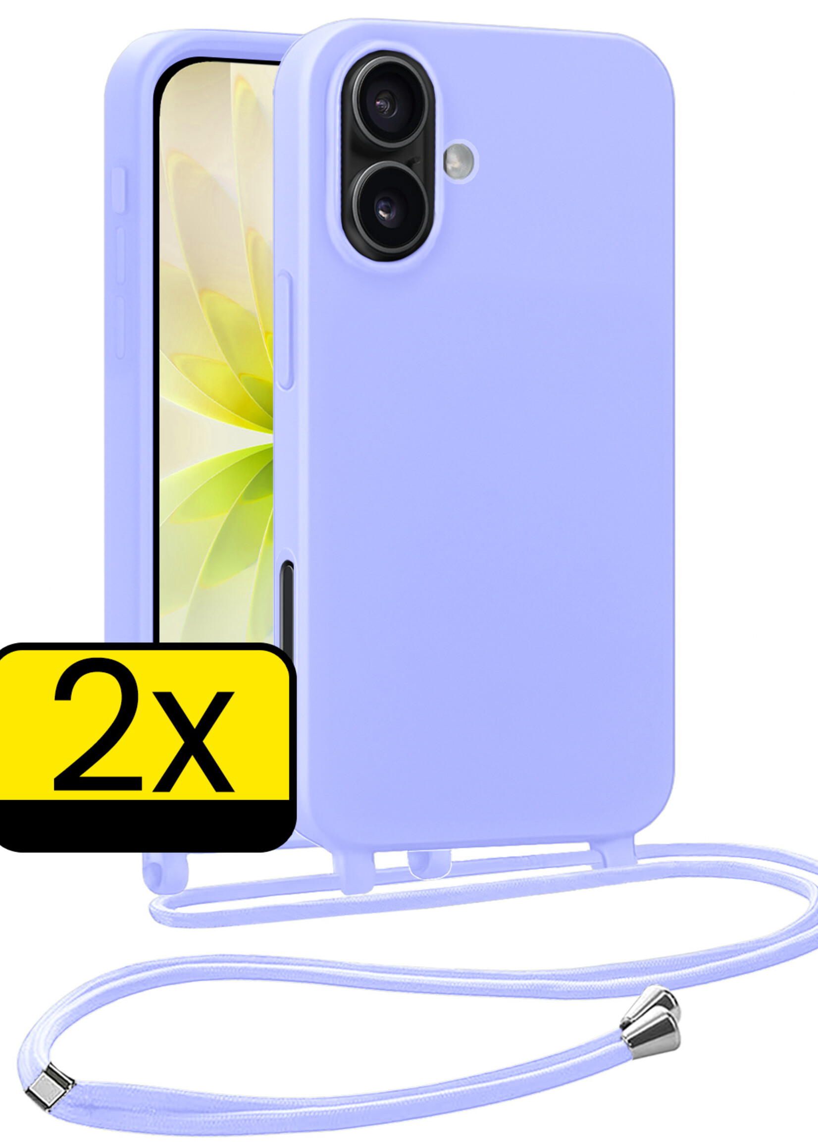 LUQ LUQ iPhone 17 Hoesje met Koord - Lila - 2 PACK