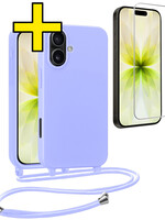 LUQ LUQ iPhone 17 Hoesje met Koord Met Screenprotector - Lila