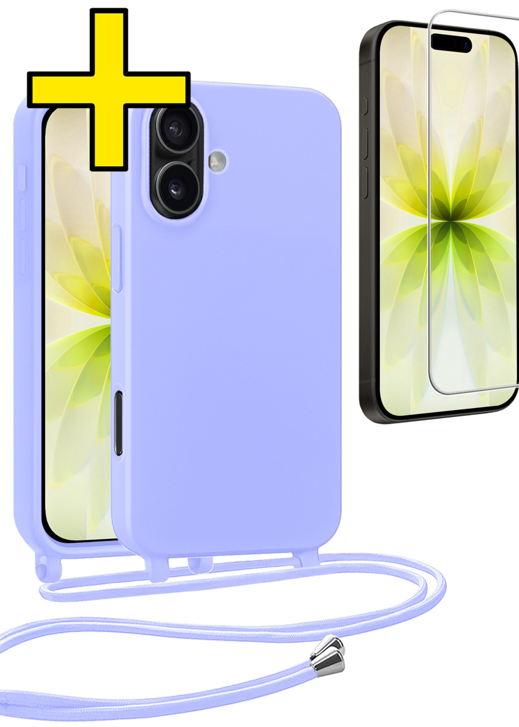 LUQ LUQ iPhone 17 Hoesje met Koord Met Screenprotector - Lila