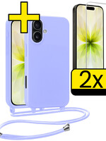 LUQ LUQ iPhone 17 Hoesje met Koord Met 2x Screenprotector - Lila