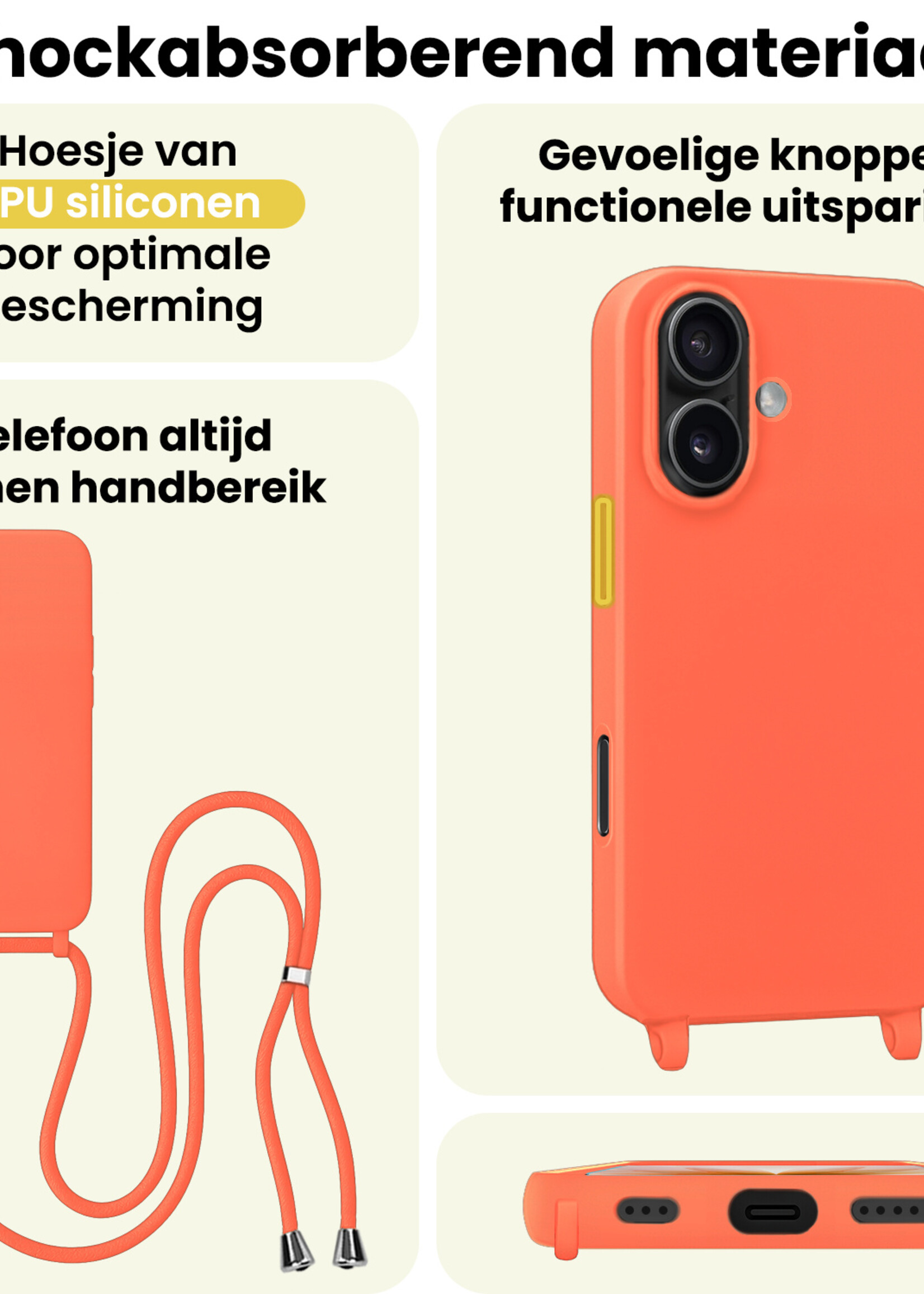 LUQ LUQ iPhone 17 Hoesje met Koord - Papaya