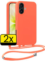 LUQ LUQ iPhone 17 Hoesje met Koord - Papaya - 2 PACK