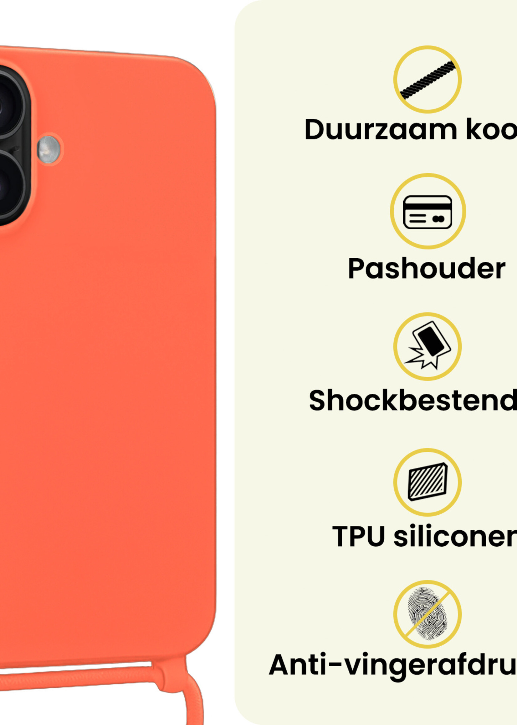 LUQ LUQ iPhone 17 Hoesje met Koord - Papaya - 2 PACK