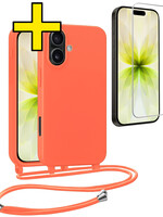 LUQ LUQ iPhone 17 Hoesje met Koord Met Screenprotector - Papaya