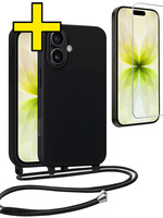 LUQ LUQ iPhone 17 Hoesje met Koord Met Screenprotector - Zwart