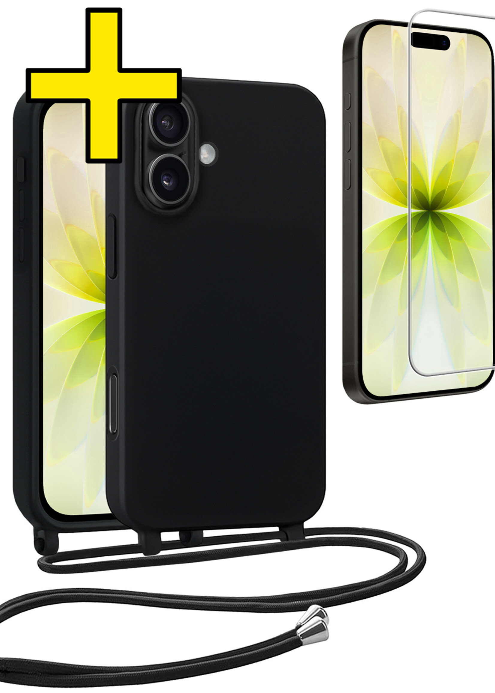 LUQ LUQ iPhone 17 Hoesje met Koord Met Screenprotector - Zwart