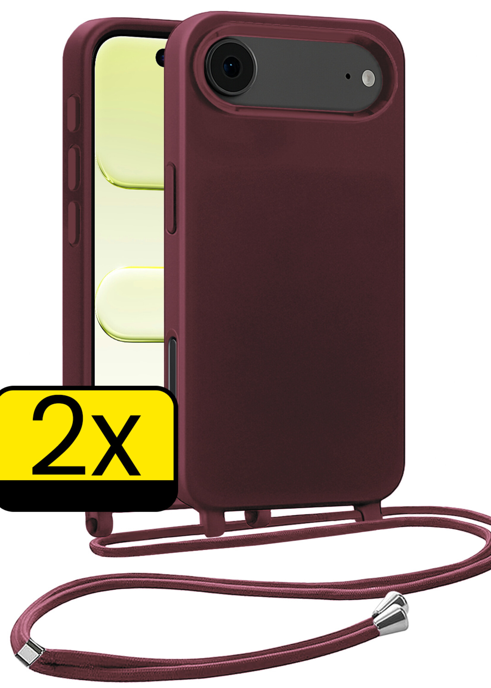 LUQ LUQ iPhone Air Hoesje met Koord - Aubergine - 2 PACK