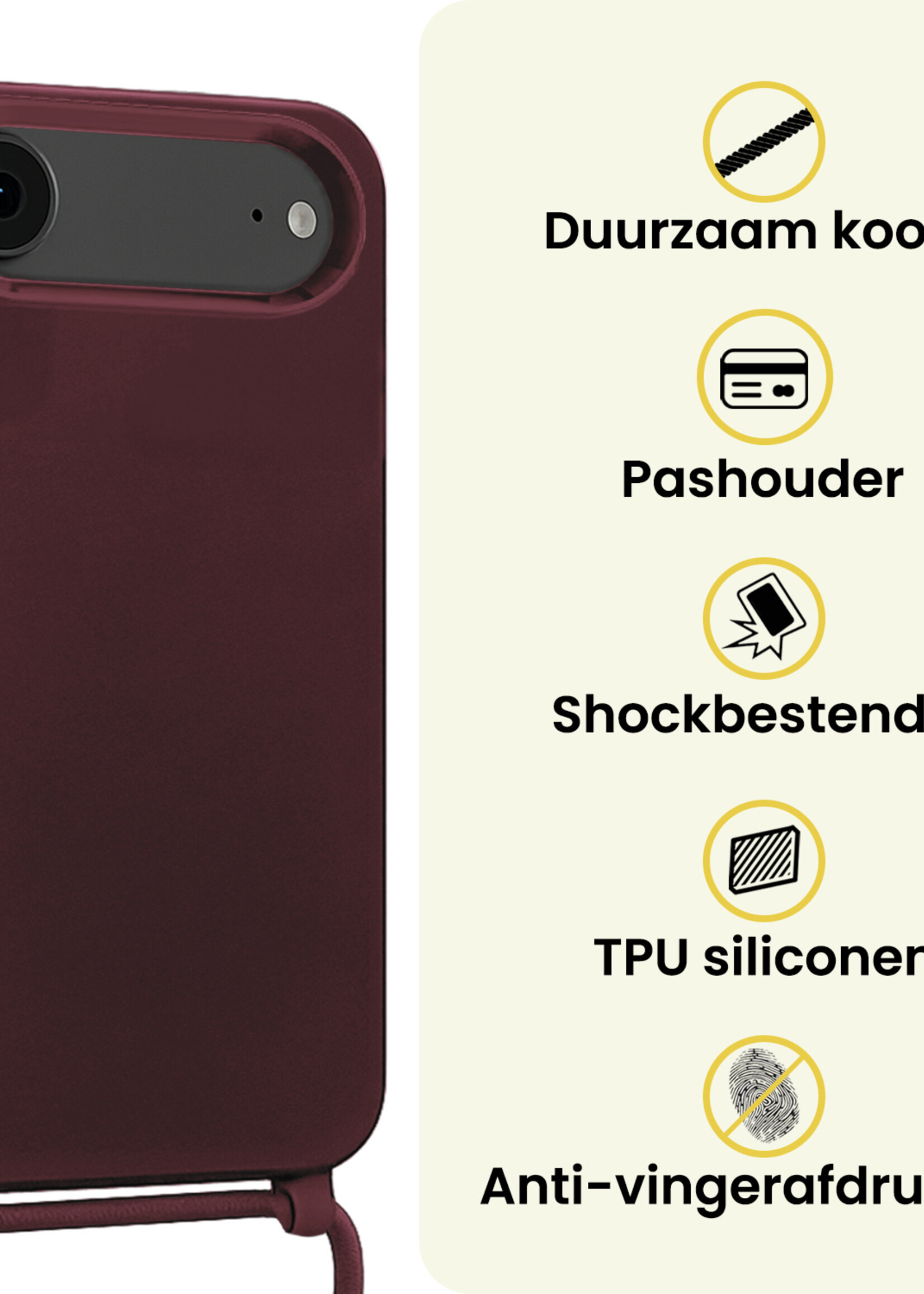 LUQ LUQ iPhone Air Hoesje met Koord - Aubergine - 2 PACK