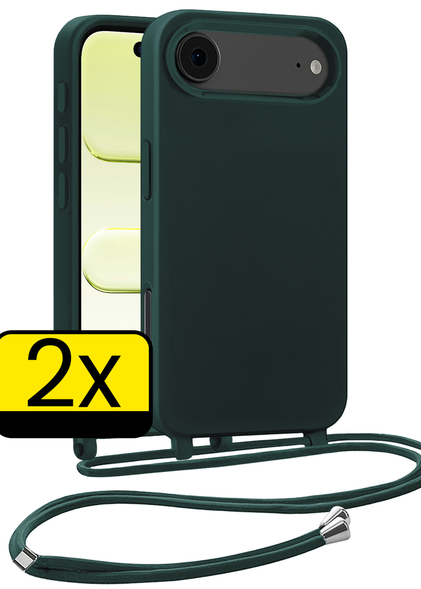 LUQ LUQ iPhone Air Hoesje met Koord - Donkergroen - 2 PACK